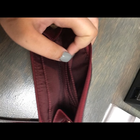 Coach Red Crossgrain Leather Wristlet - Picture 7 of 10